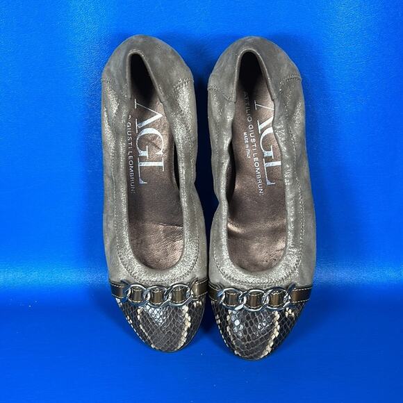 Attilio Giusti Leombruni AGL Link Ballet Flats - Gold/Reptile - 36 - Picture 5 of 8